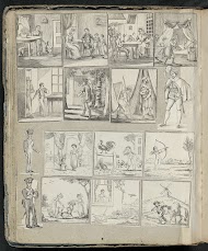 Albumblad met diverse voorstellingen