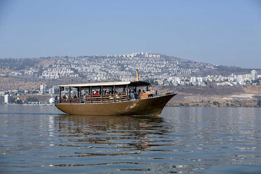 tour-boat-galilee-Israel - A tour boat on the Sea of Galilee, Israel.