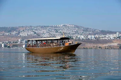 A tour boat on the Sea of Galilee, Israel.