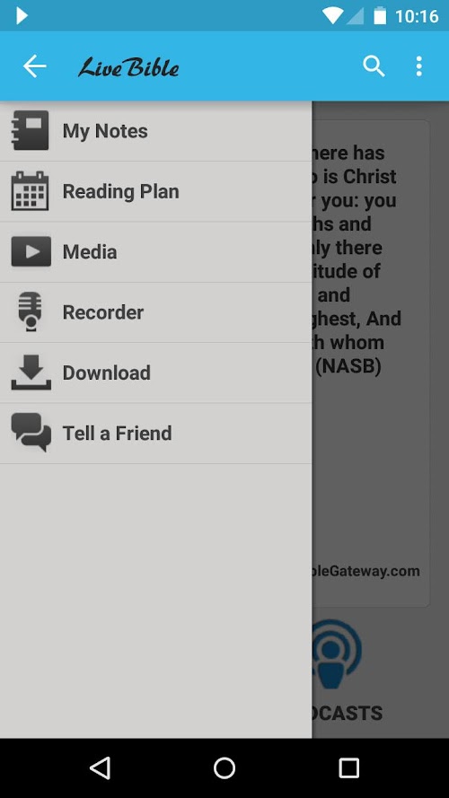 Android application Live Bible pro screenshort