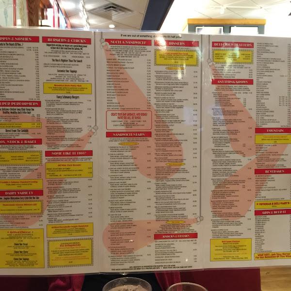 Huge menu! Gluten free bread available for sandwiches. Very fun atmosphere...New York Deli feel.