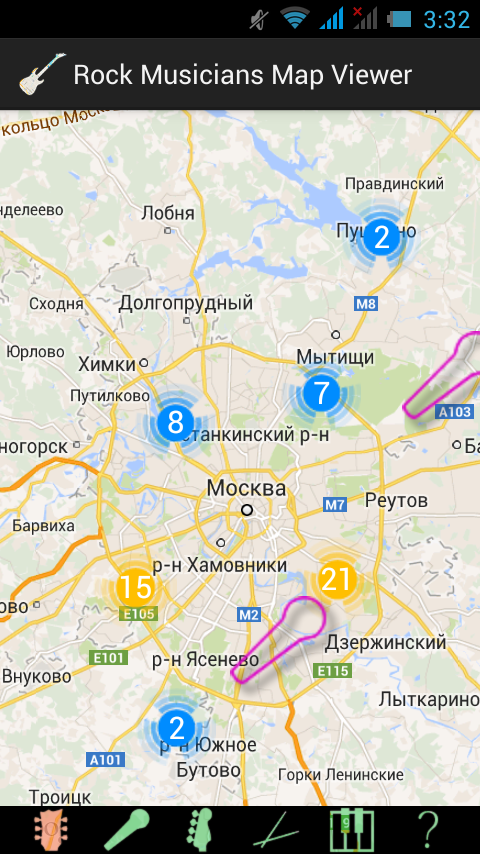 Rock Musicians Map Android Application