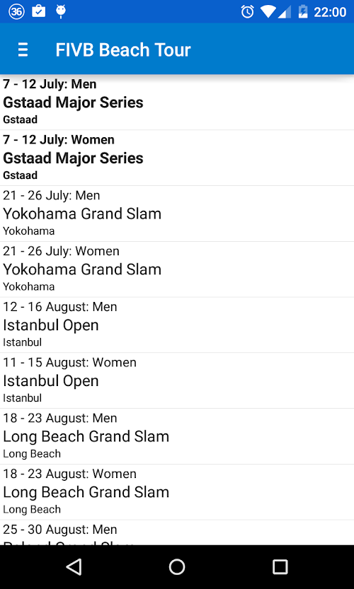 Android application FIVB Beach Tour screenshort