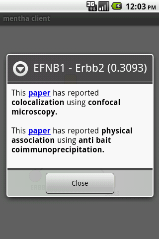    mentha the interactome browser- screenshot  