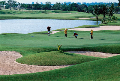 A lush golf course in Thailand.