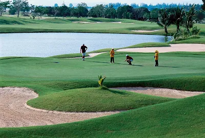 A lush golf course in Thailand.