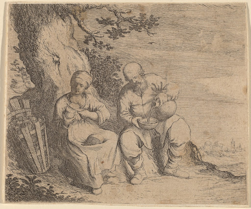 Peasant Couple Sitting under a Tree