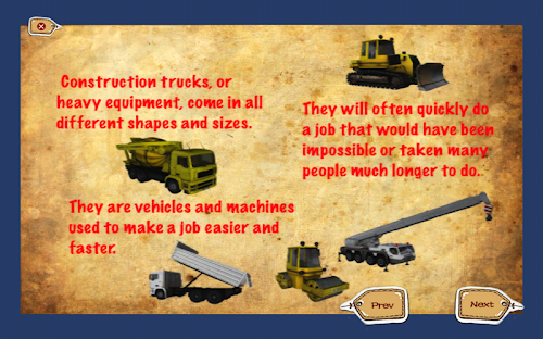 Android application Construction Trucks Popup Book screenshort