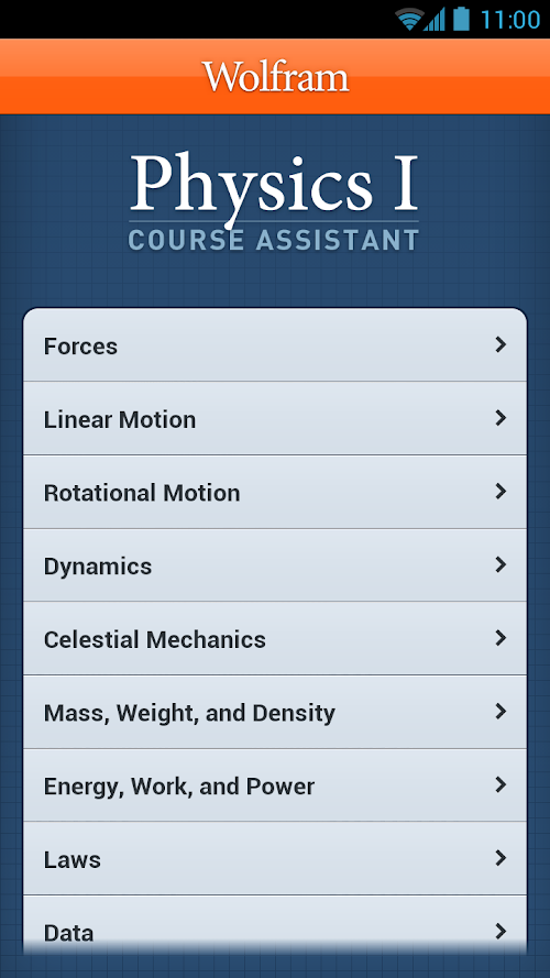 Android application Physics I Course Assistant screenshort