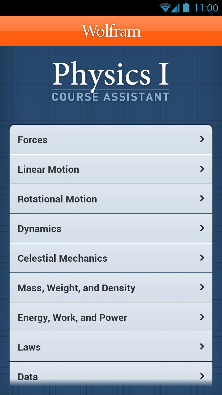 Physics I Course Assistant Screen 1