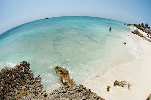 beach-round-Aruba - A beach in Aruba in all its fish-eye-lens glory. 