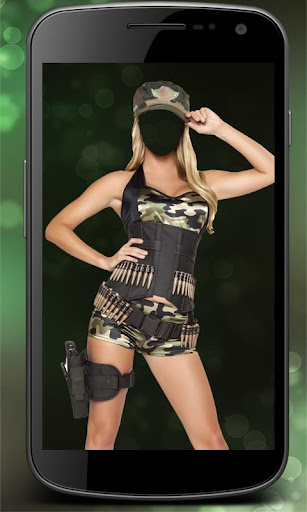 Woman Army Suit Photo Montage