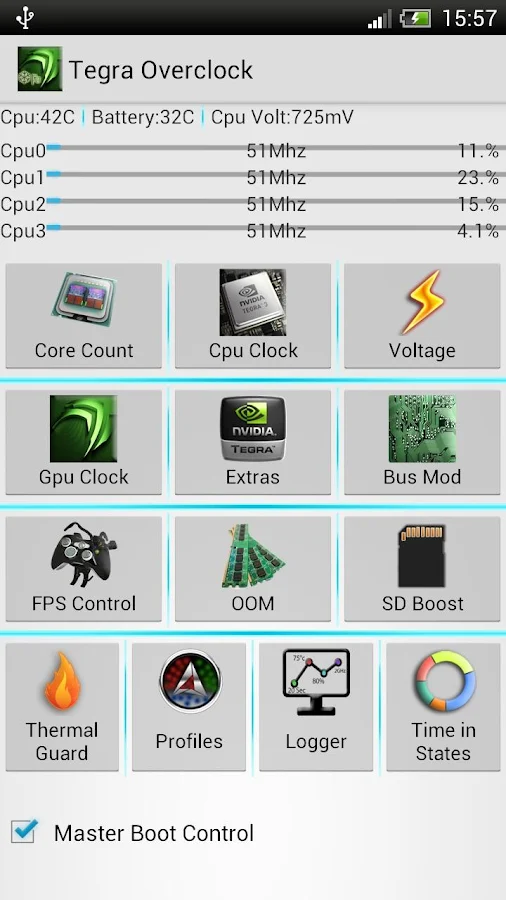 Tegra Overclock - screenshot