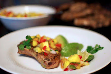 Mango and Peach Salsa + Oven-Baked Pork Chops