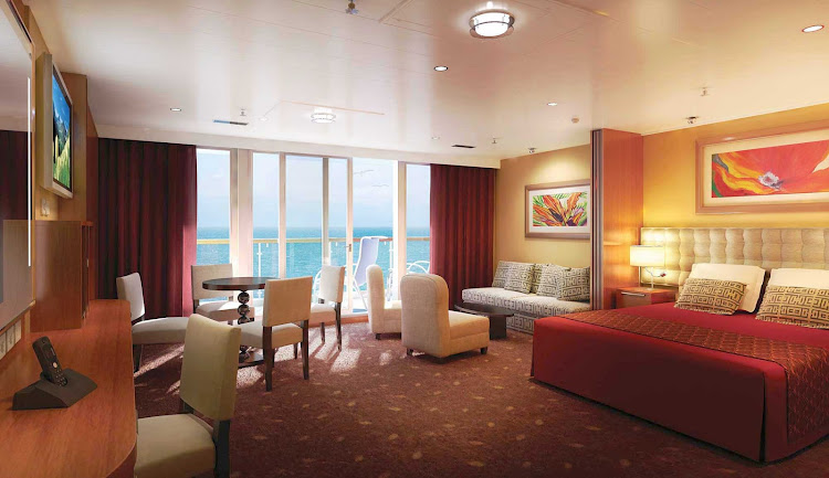 Norwegian Dawn's Family Suite with Balcony can sleep up to six guests. A luxury bath, living and dining areas, concierge and butler services await you.
