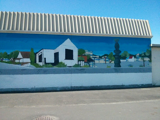 Mural of Jackson St, The Spring of Life, Clock Tower and the Old Jail House