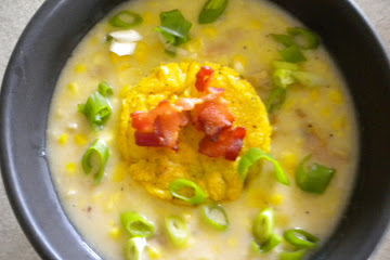 Creamy Corn &amp;amp; Clam Chowder with Crispy Polenta Croutons