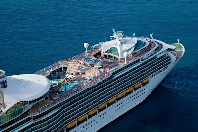 The top view of Royal Caribbean's Navigator of the Seas. Hang out by the pool, try surfing on the FlowRider, watch movies and sporting events on a 220-square-foot outdoor screen, and stay connected with shipwide wi-fi.  
