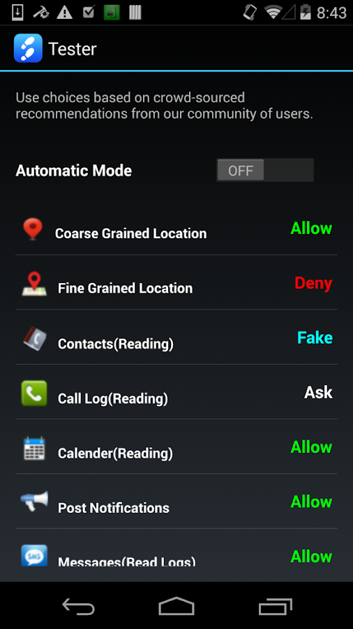 Control of Individual Data-Types per Application Control of Individual Data-Types per Application