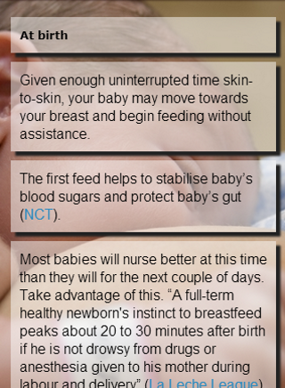 Timeline of a breastfed baby