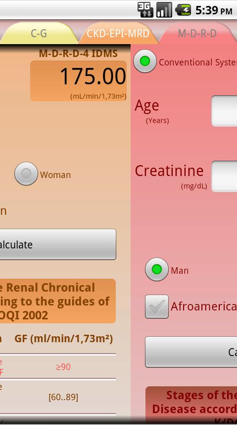 eGFR Calculator Screen 3