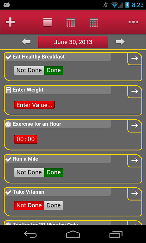 Android application Healthy Habit Tracker screenshort
