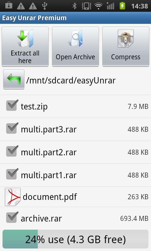 Easy Unrar, Unzip &amp; Zip Screen 1
