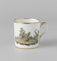 Kop, beschilderd met een landschap met vee