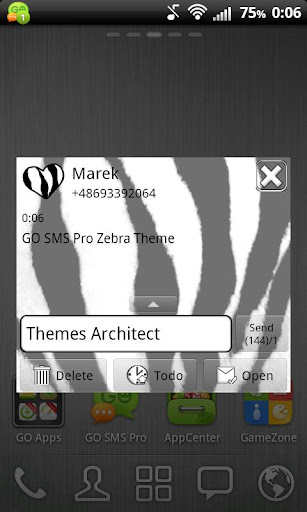 GO SMS Pro Zebra Theme