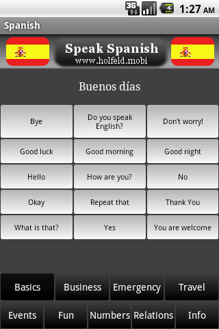 Android application Speak Spanish! screenshort