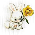White Bunny With Yellow Flower logo