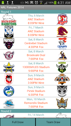 NRL Fixtures 2014
