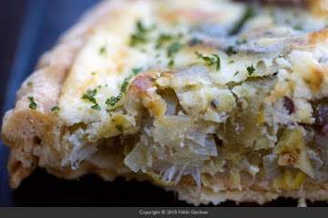 Potato Leek Tart with Goat Cheese and Parsley Purée
