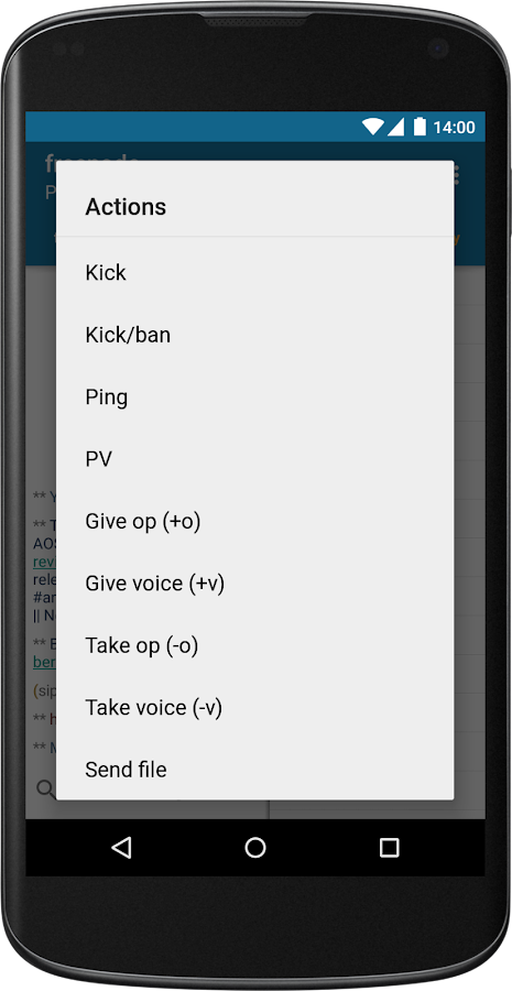   AndroIRC – Capture d'écran 