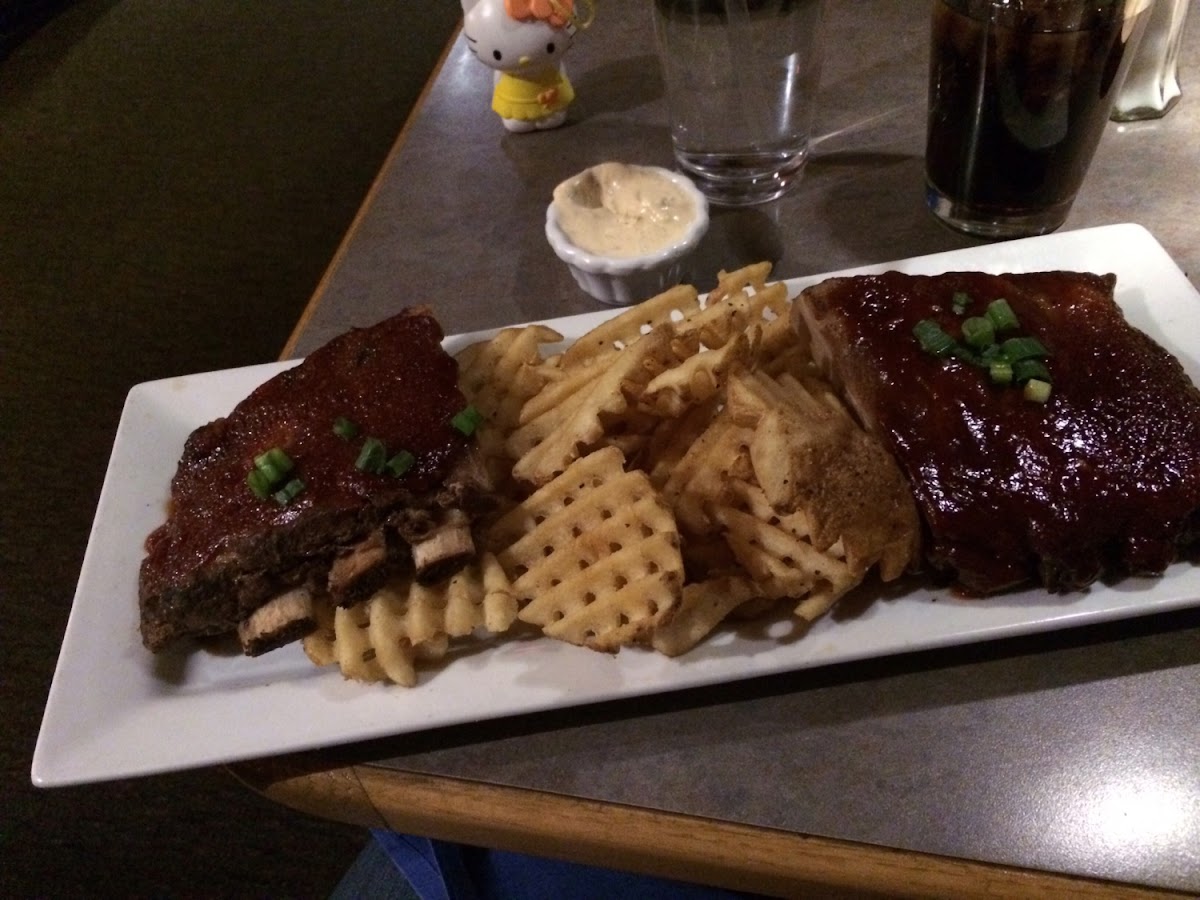 St. Louis style ribs and waffle fries. All gluten free!