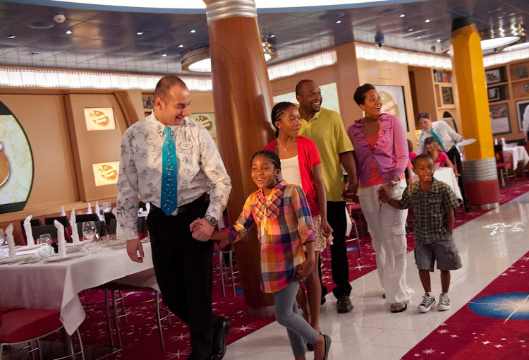 Inside Animator's Palate, one of the main restaurants aboard Disney Dream, located on deck 3 toward the rear of the ship. It's open for dinner.