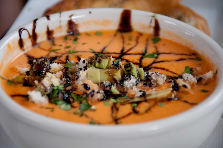 Avocado gazpacho at Toro Salao on Calle Tetuan in Old San Juan, Puerto Rico. 