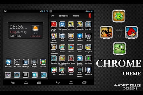 Lastest CHROME APEX NOVA GO ADW THEME APK for Android