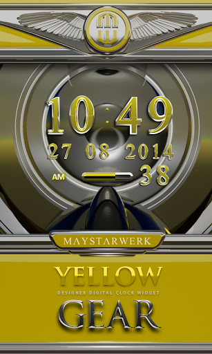 Digi Clock Widget Yellow Gear