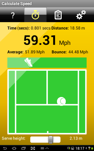 Tennis Serve Speed Calculator