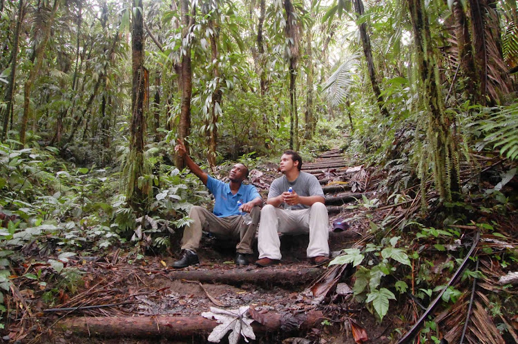 Taking a rest along Volcano Trail on St. Vincent and the Grenadines.