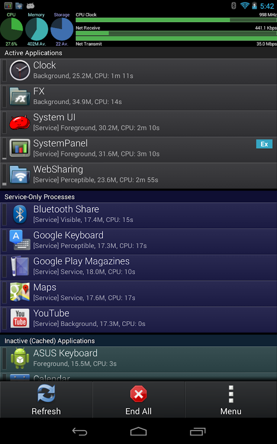 SystemPanelLite Task Manager Android