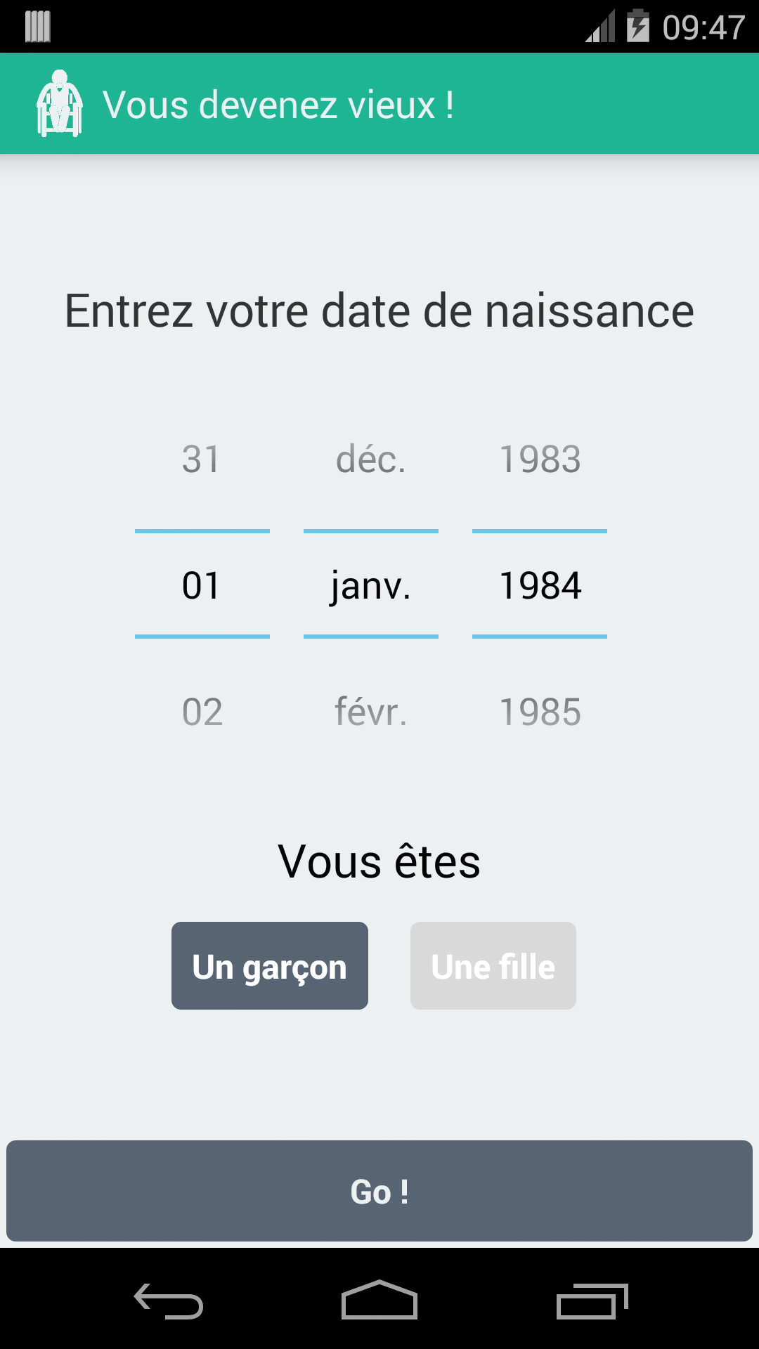 Android application You’re getting old ! screenshort