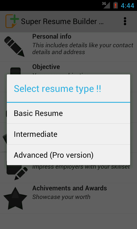 Super Resume Builder Free, CV - screenshot