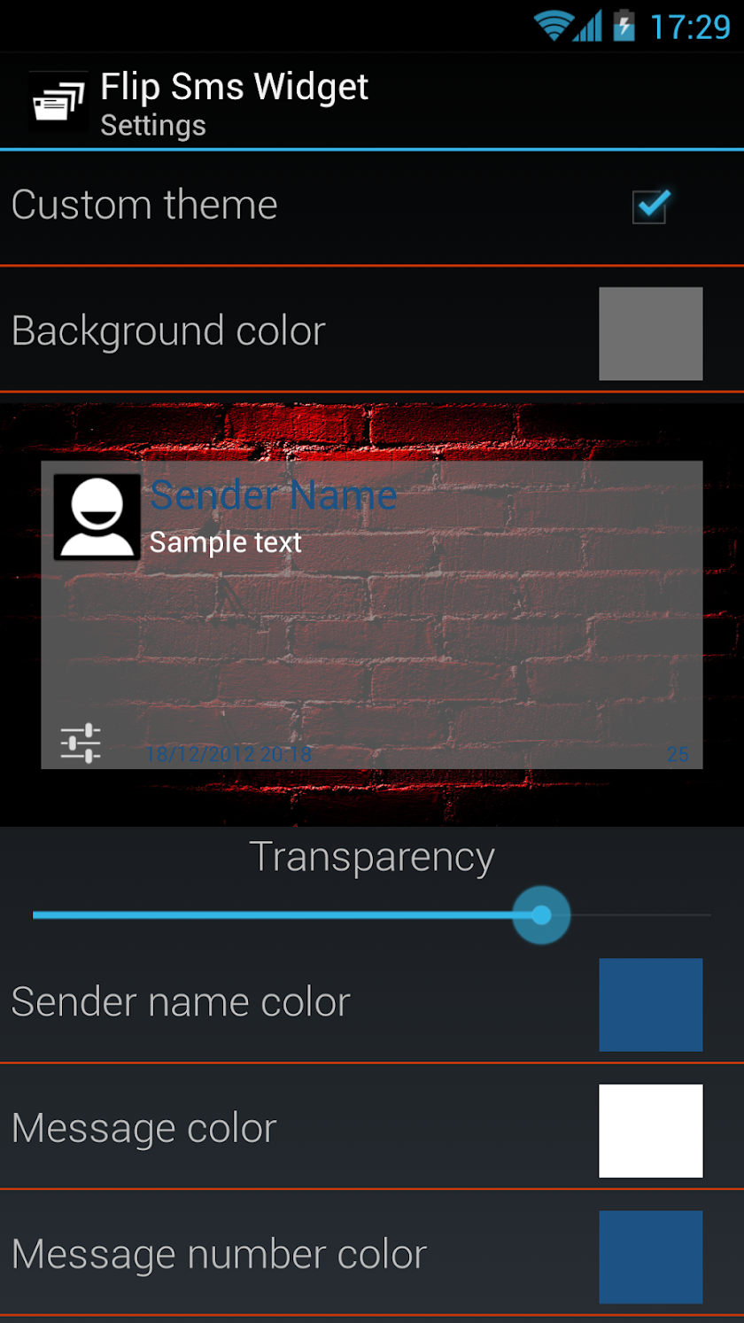 Flip Sms Widget Screen 3