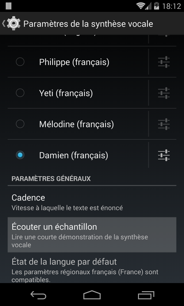 Damien voice (French) Screen 3
