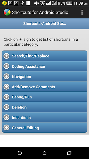 Shortcuts for Android Studio