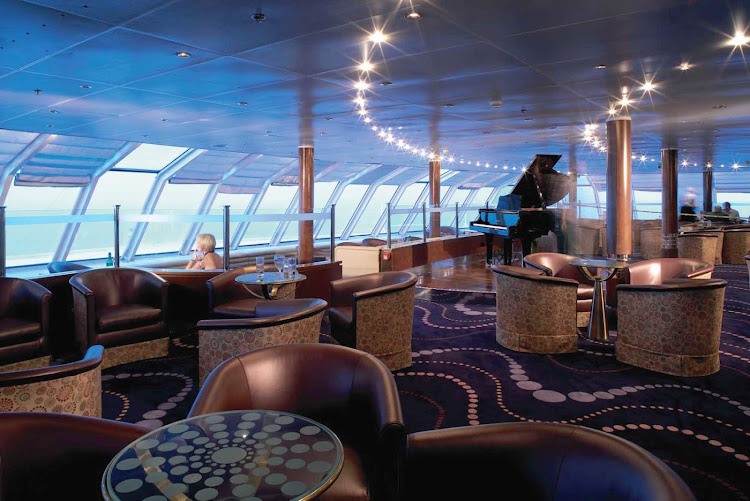 The Hemisphere Lounge on Celebrity Century is a place to socialize, enjoy a refreshment and listen to live music while appreciating the view.