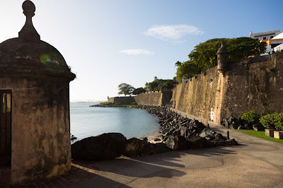 Historic San Cristobal Fort sits on a promontory. It once guarded San Juan, Puerto Rico.