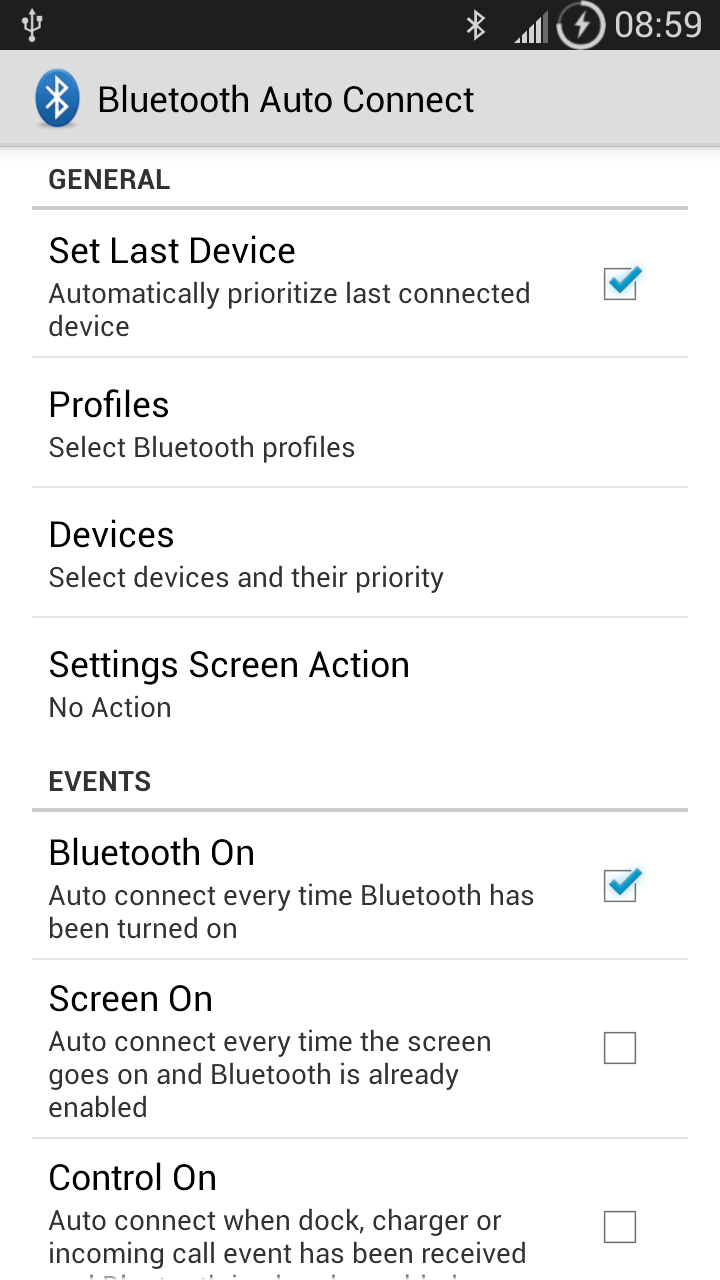 Bluetooth Auto Connect Screen 1